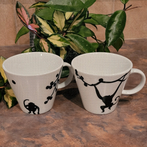 CHINOIS Pair Of Whimsical Monkey Mugs